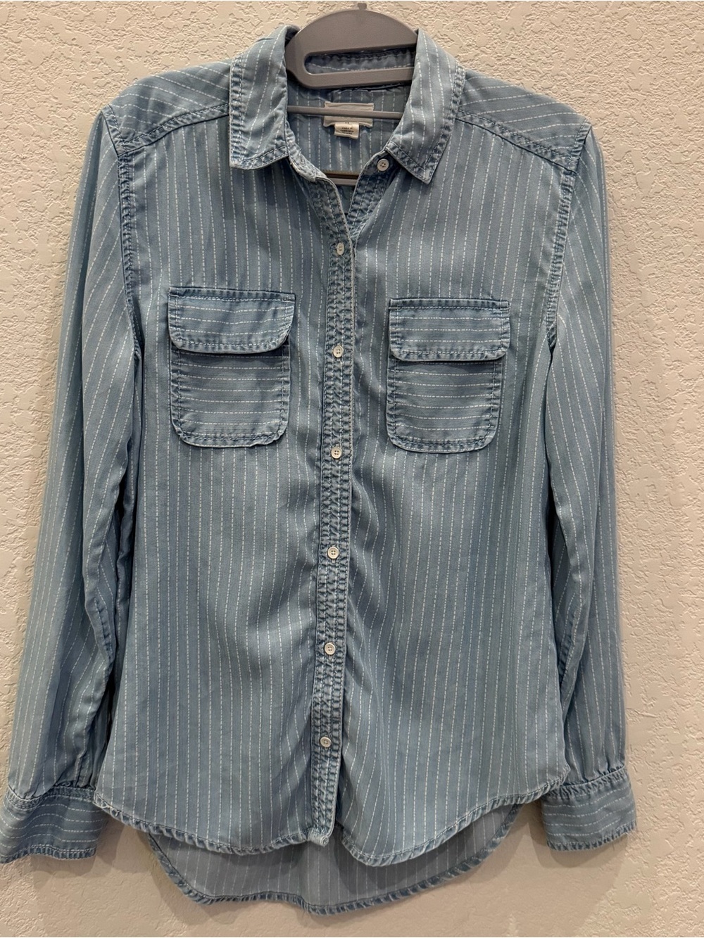Caslon light Blue Pinstripe Women’s  Button-Up Shirt